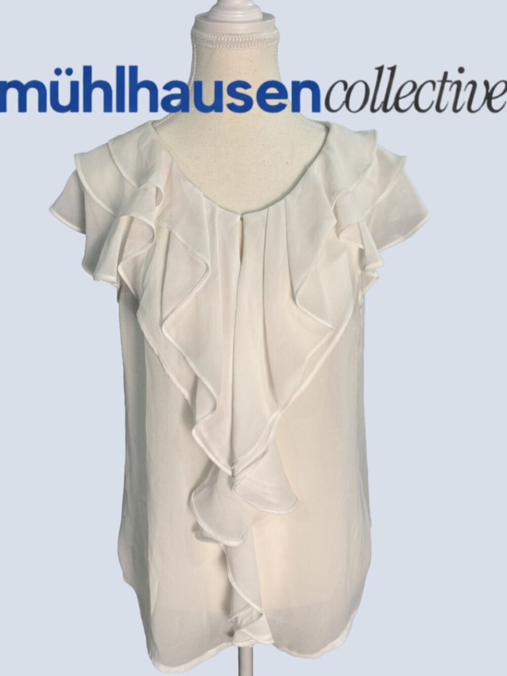 H&M Cream Ruffle Front Blouse